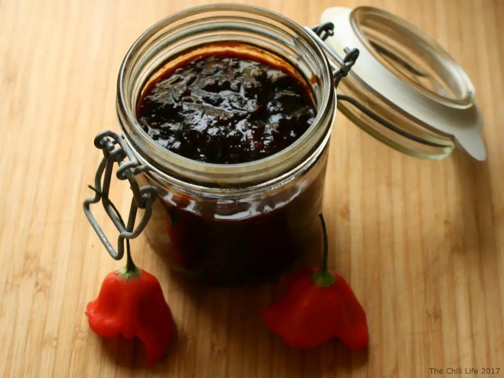 A jar of tomato chili jam